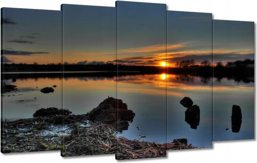 Vászonkép 100x60 Lenyugvó nap Tó