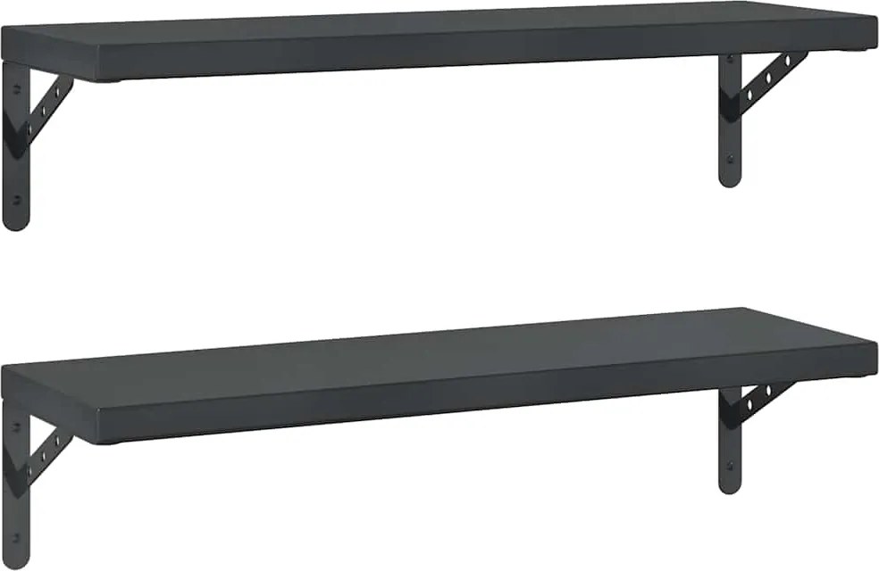vidaXL 2 db fekete rozsdamentes acél fali polc 75 x 23,5 cm