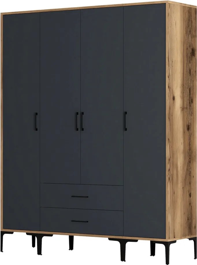 Kumsal gardróbszekrény, dió-antracit, 160 cm – TR845HCT5479