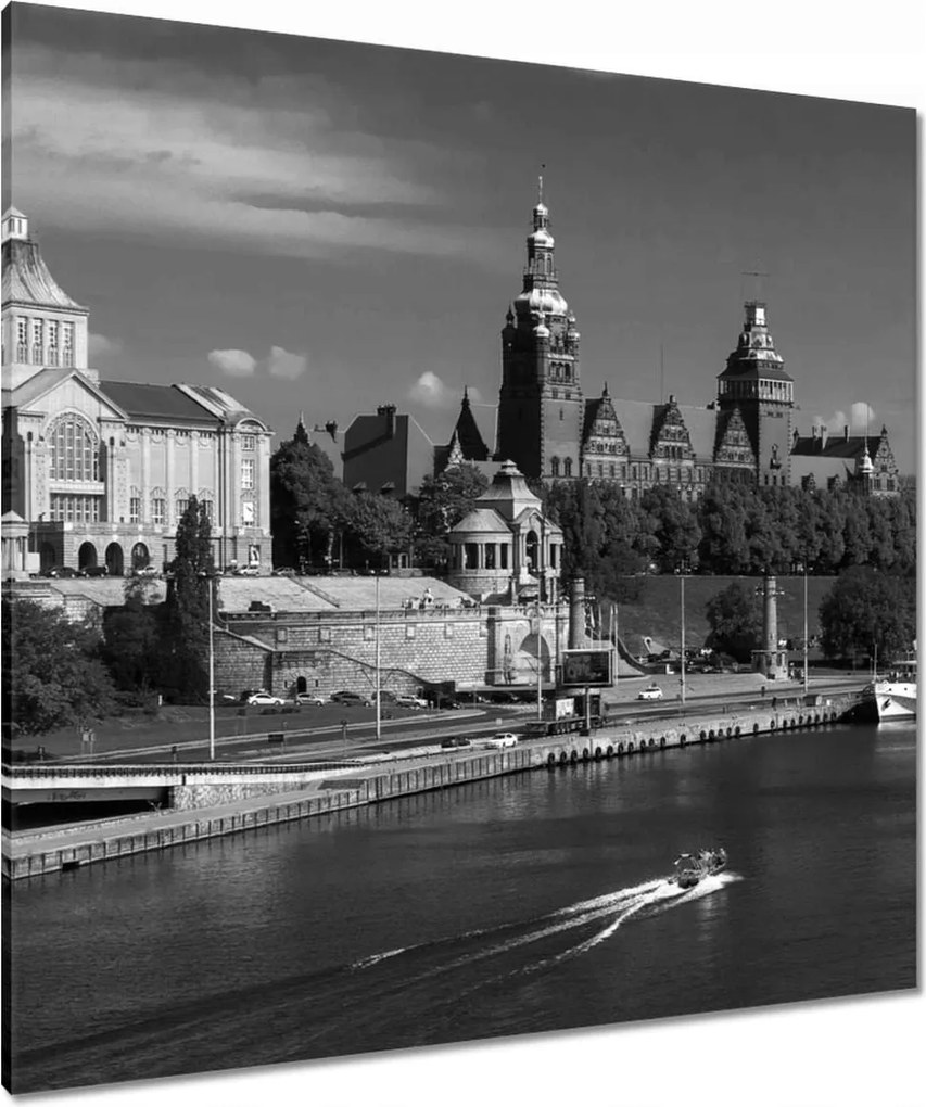 Vászonkép 90x90 Fekete-fehér Szczecin