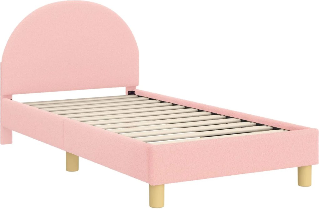 vidaXL Gyerekágy kerettel fejtámlával Rózsaszín 80 x 160 cm Juh Gyapjú