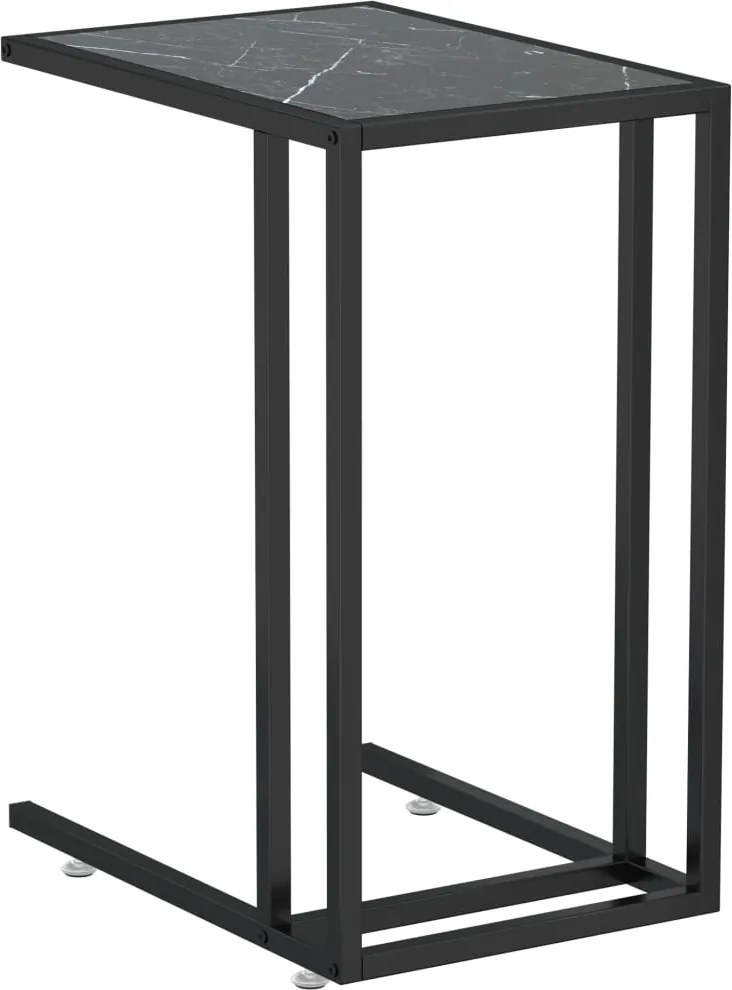 vidaXL fekete márvány edzett üveg számítógép-kisasztal 50 x 35 x 65 cm