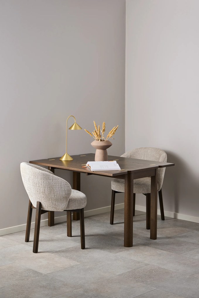 MAZZONI EXPORT DEBORA Bézs (Juto 4 szövet)/füstölt tölgyfa váz (dió árnyalat) - RETRO FA KAGYLÓSZÉK NAPPALIBA ÉTKEZŐBE IRODÁBA