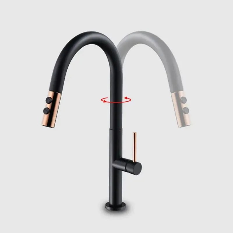 REA APOLLO Black/Rose Gold mosogató csaptelep