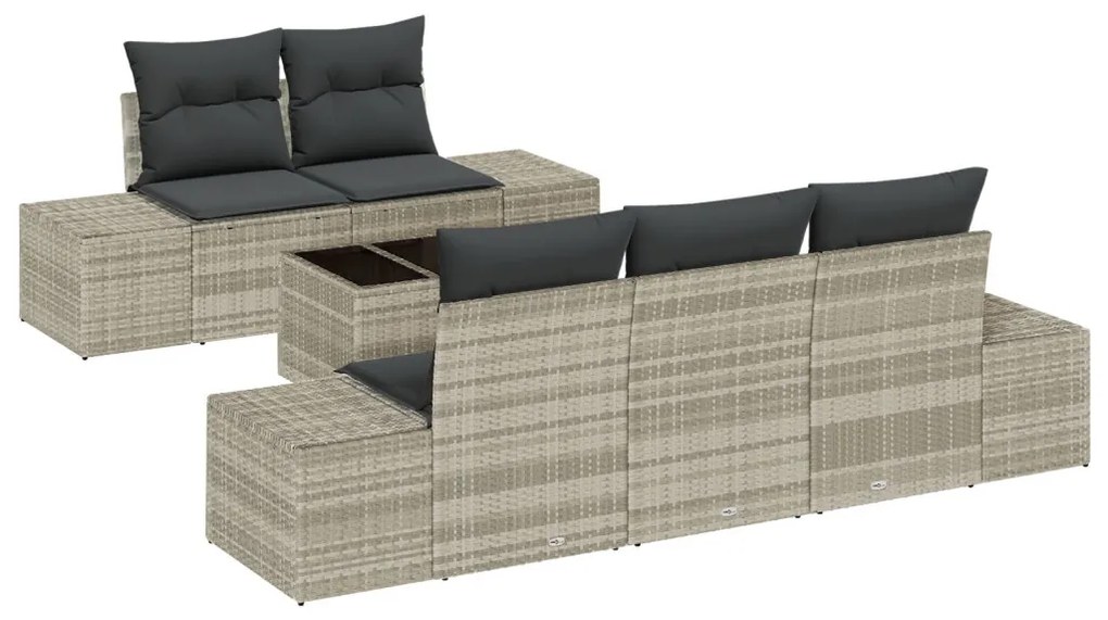 Kerti Kanapé Szett párnával 6 pcs Világosszürke polirattan