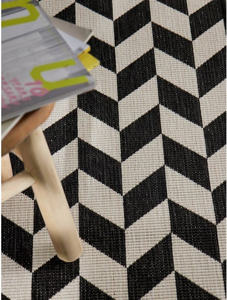 Fekete-krémszínű kültéri-beltéri futószőnyeg 80x200 cm Haringey Terrick – Ted Baker