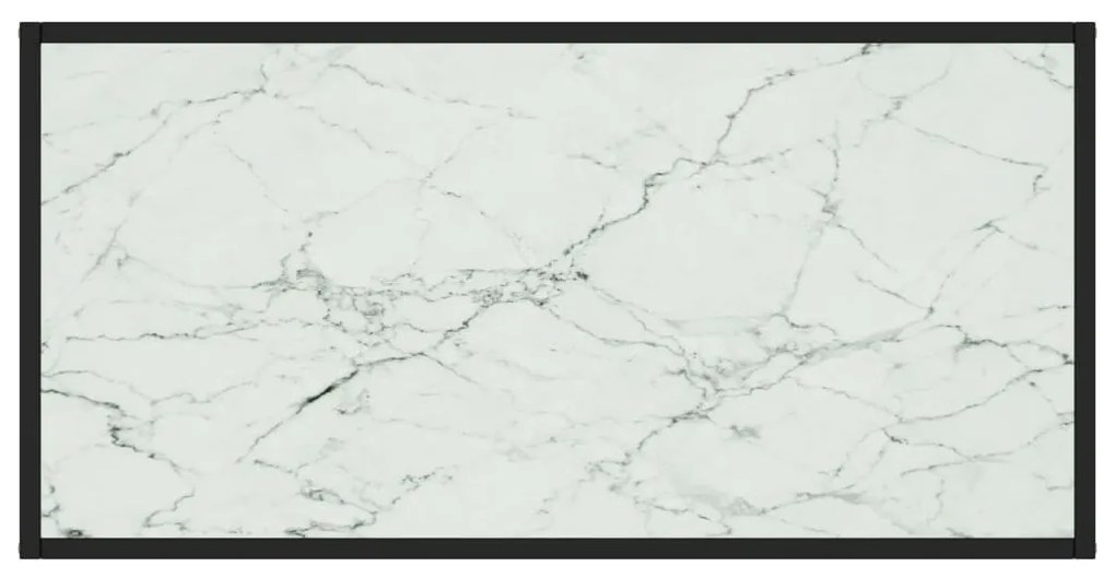 Fekete dohányzóasztal fehér márvány mintás üveggel 100x50x35 cm