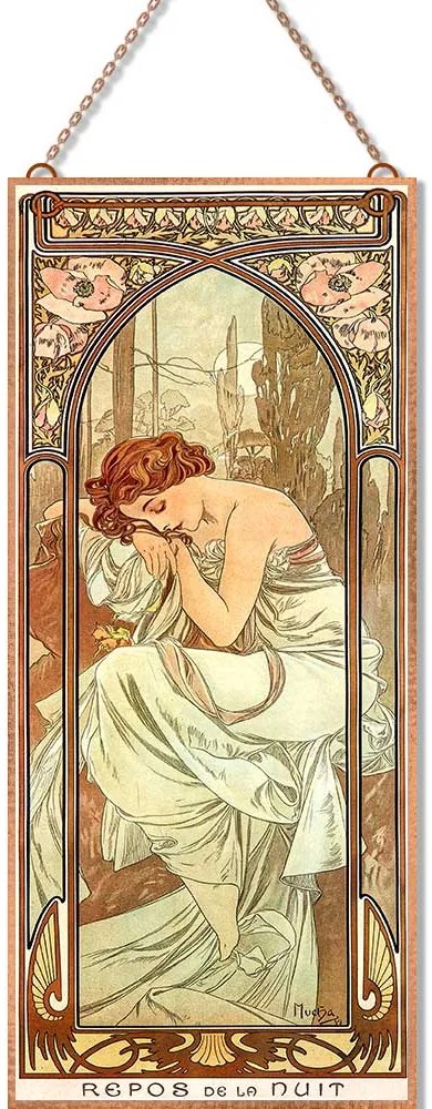 Alfons Mucha - Napszakok (Garnitúra) Pasztell üvegkép, falikép
