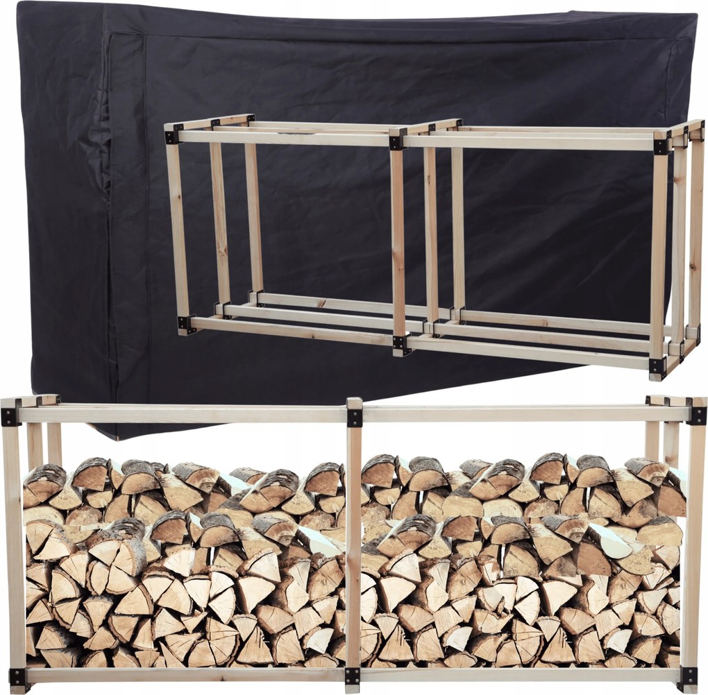 Kandalló fa állvány fa huzattal 2,2 m3 Öko Tömör