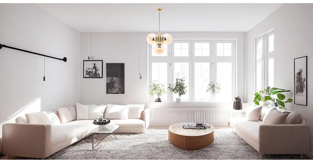 Sárga-aranyszínű függőlámpa üveg búrával ø 15 cm Hector – Squid Lighting