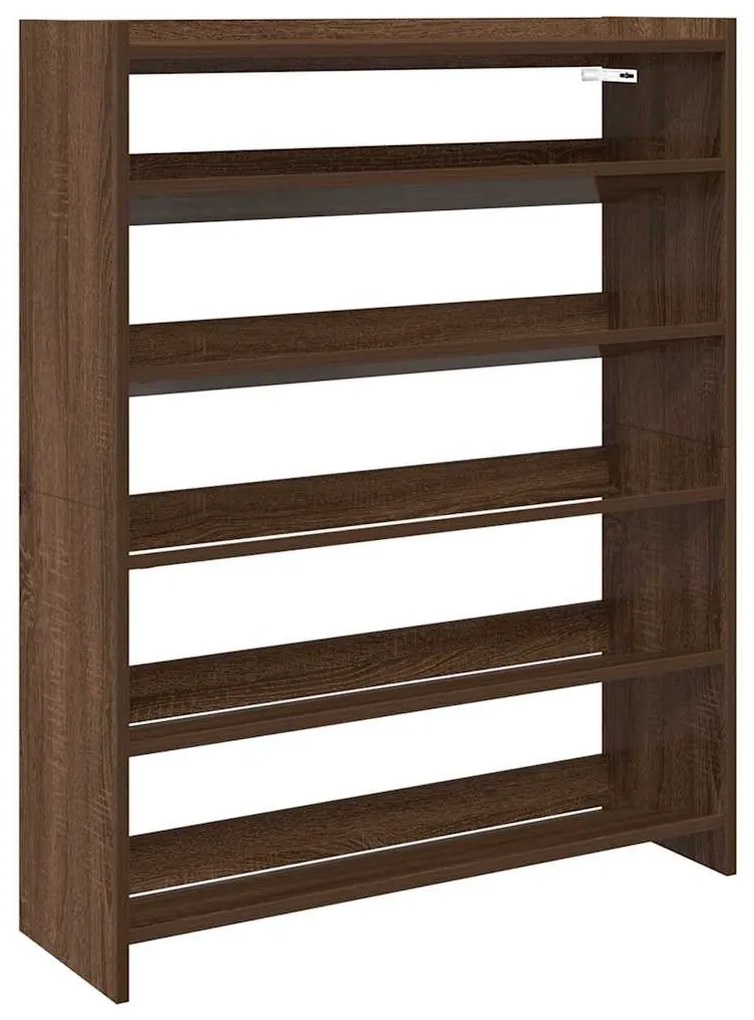 barna tölgy színű szerelt fa cipőtartó 80x25x100 cm