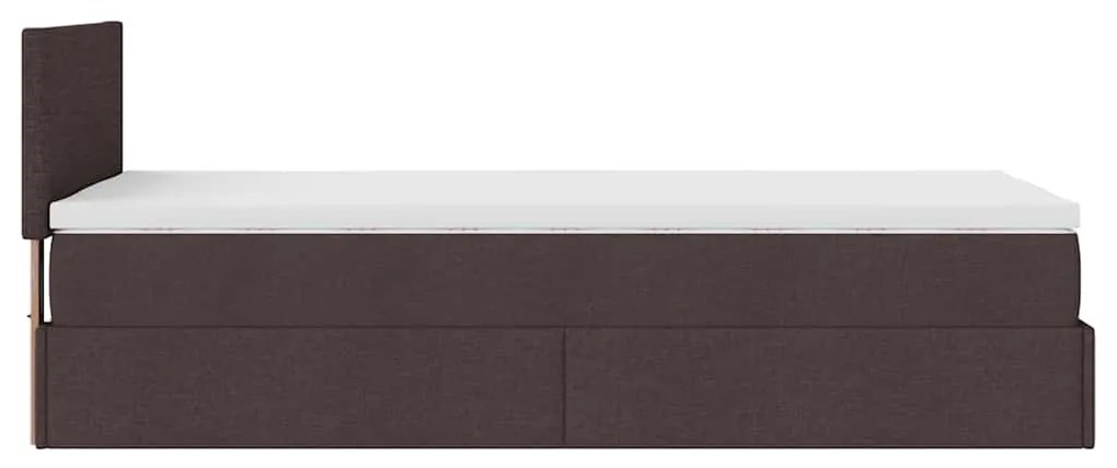 Ottomán ágy matraccal sötétbarna 90x200 cm szövet