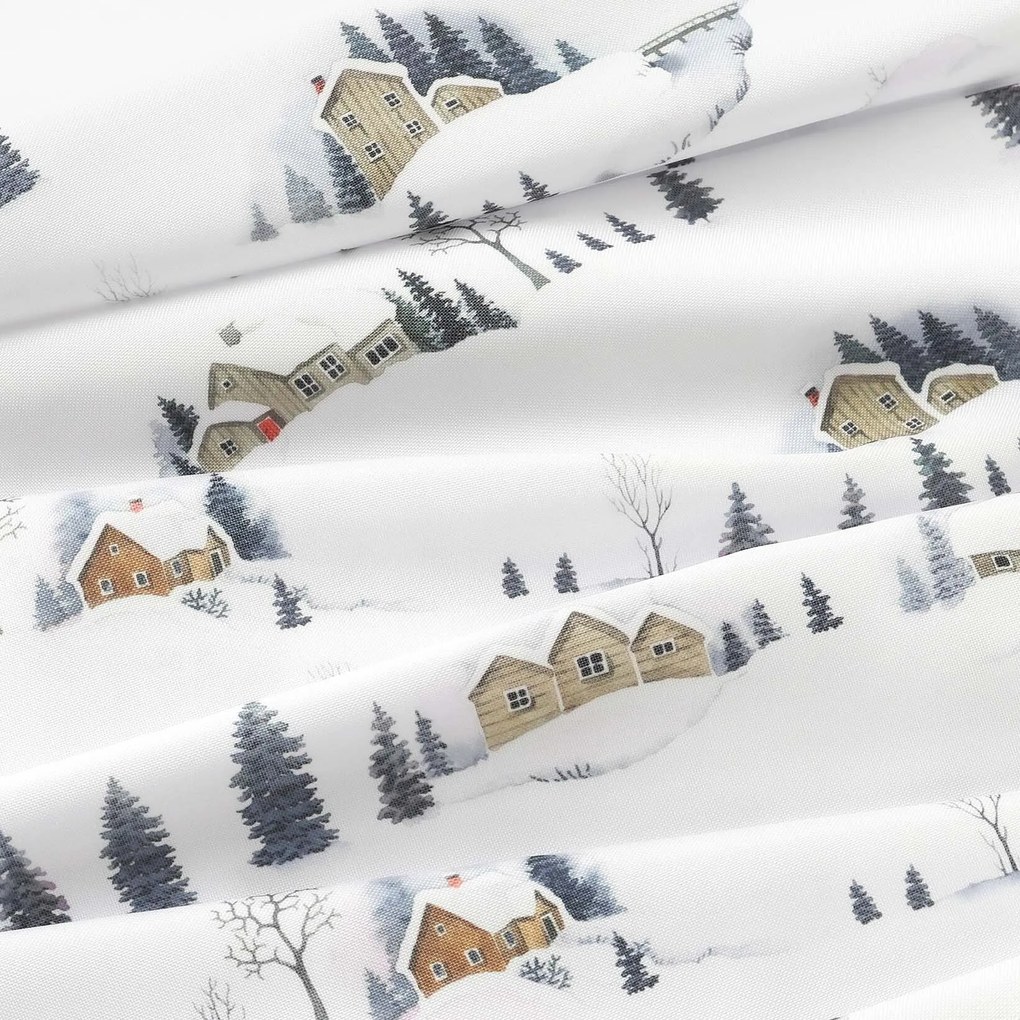 Goldea karácsonyi kör alakú teflonos terítő - téli táj Ø 100 cm