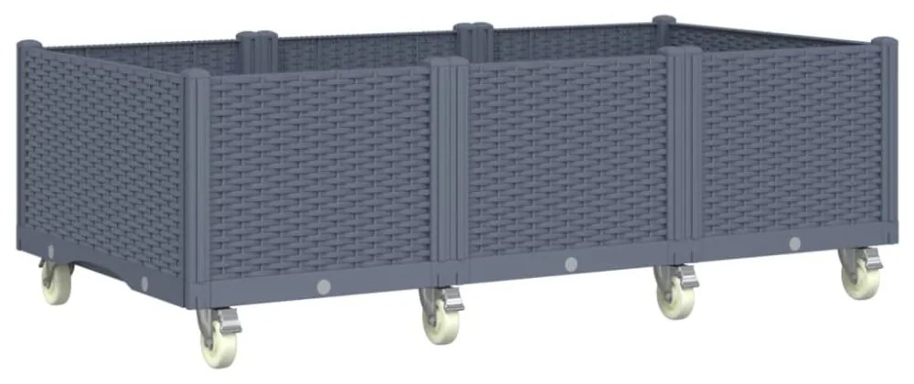 vidaXL kékszürke polipropilén rácsos kerekes ültetőláda 150 x 80 x 54 cm