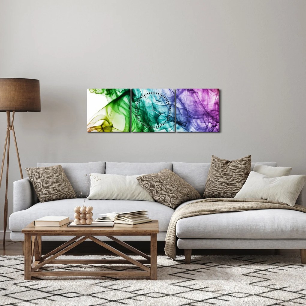 Kép - színes füst (órával) (90x30 cm)