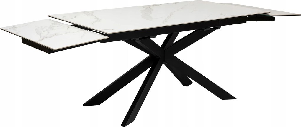 Összecsukható asztal 160/240 cm márvány hatású Boot kerámia asztallappal fekete