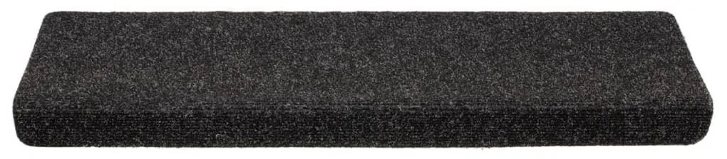 5 db fekete tűlyukasztott lépcsőszőnyeg 65x21x4 cm