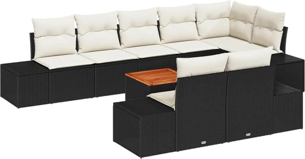 vidaXL Kerti Kanapé Szett 9 pcs Fekete és fehér