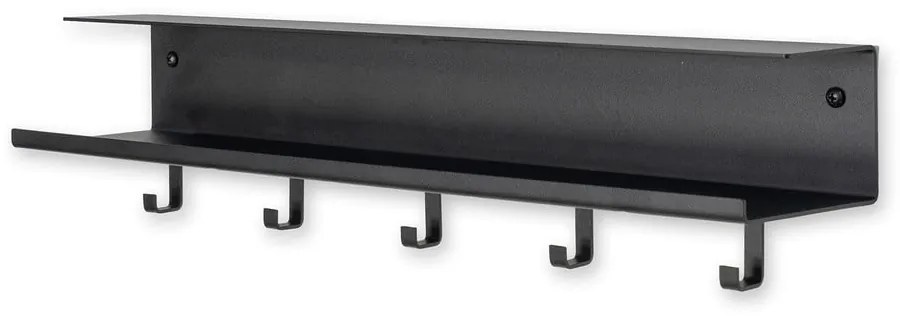 Fekete fém fali fogas polccal 50 cm Easy – Spinder Design