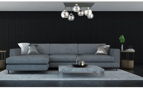 Felületre szerelhető csillár NESSA 6xE27/60W/230V fekete/arany/átlátszó