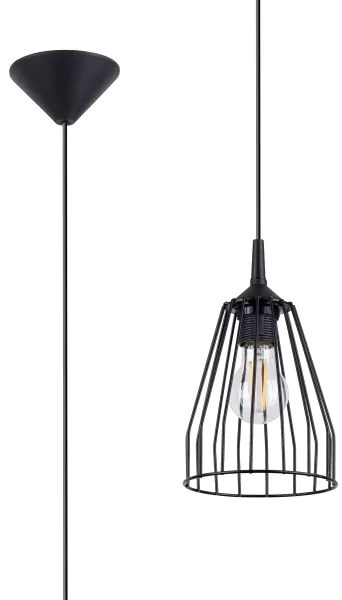 Sollux SL.1205 - Csillár zsinóron LEYO 1xE27/15W/230V fekete