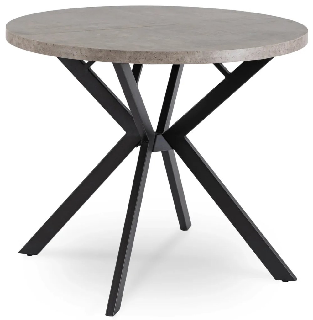 Bővíthető Étkezőasztal Beton/Fekete Színben. LUGO 90-190 cm