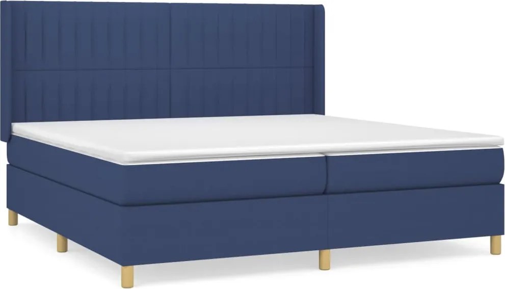 vidaXL kék szövet rugós ágy matraccal 200 x 200 cm