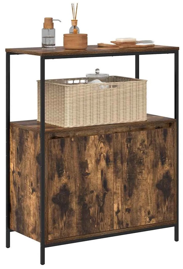 füstölt tölgy fürdőszobaszekrény polcokkal 76,5x35x95 cm
