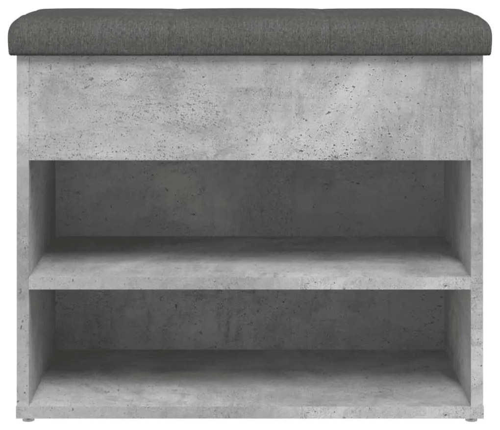 betonszürke szerelt fa cipőtároló pad 62 x 32 x 50 cm