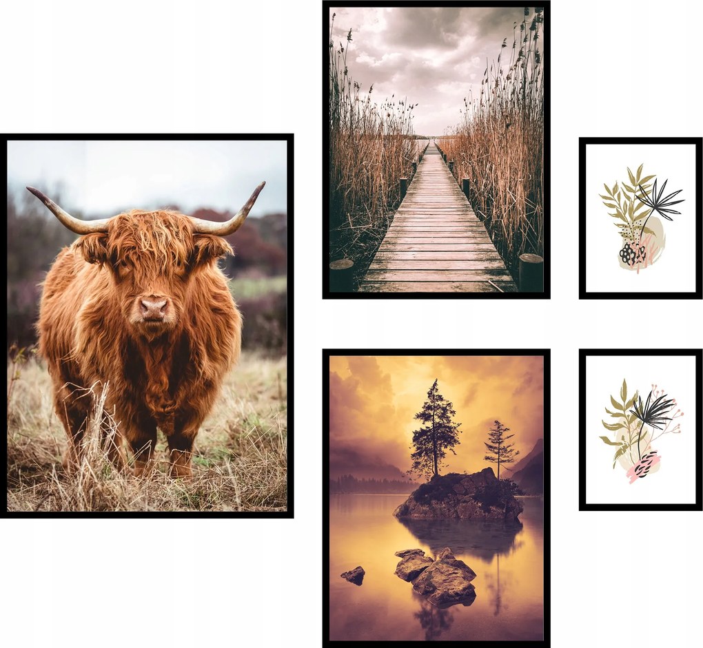 5 db-os fali galéria poszter szett lakásba