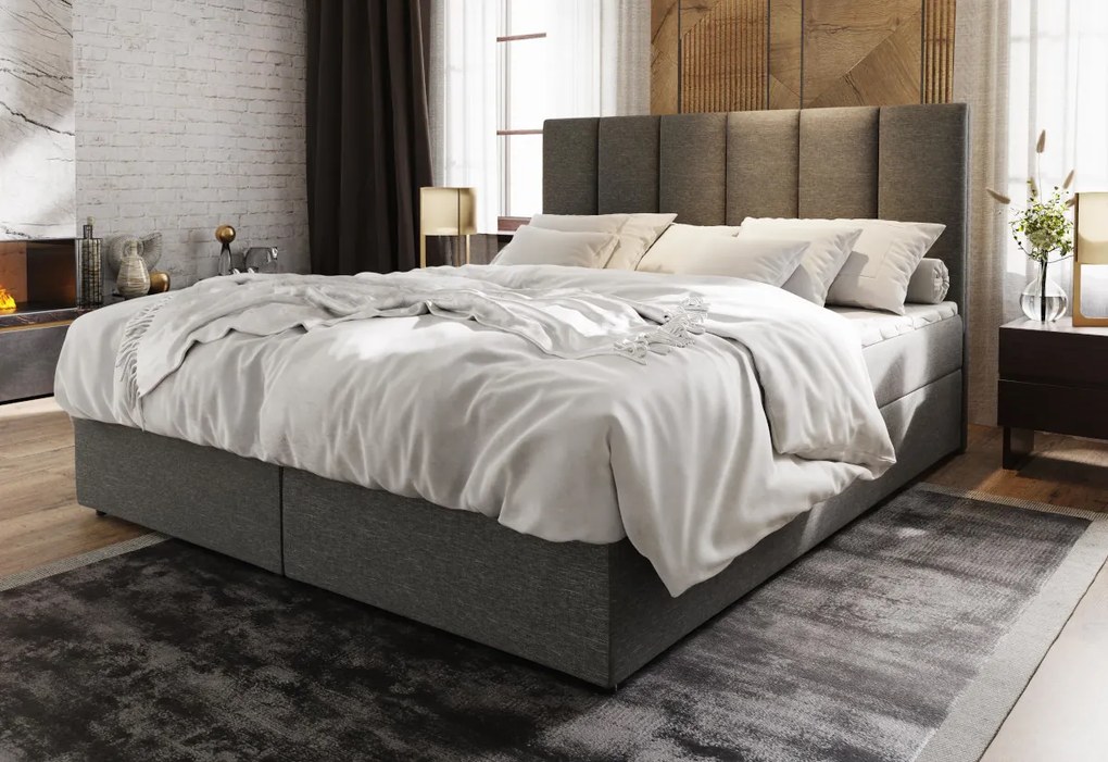 KARDI kárpitozott boxspring ágy, 140x200, cosmic 190