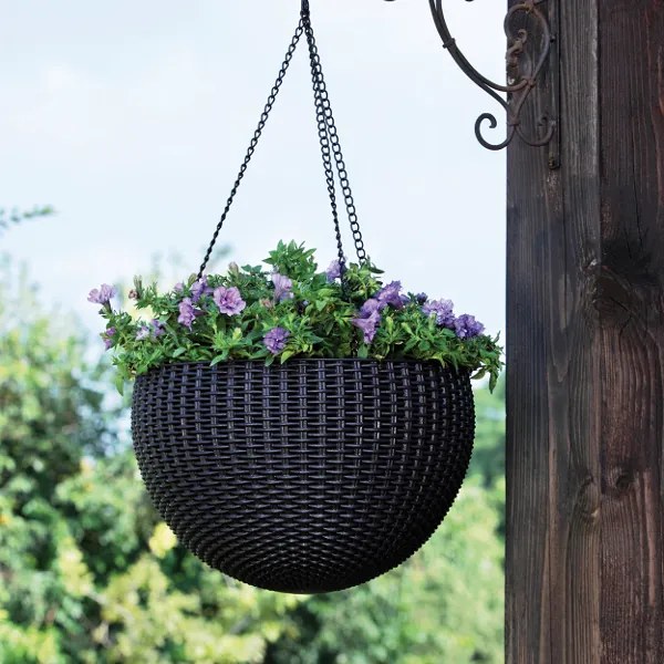 KETER KASPÓ FÜGGŐ RATTAN STYLE 35X35X22CM BARNA RATTAN HATÁSÚ MŰANYAG