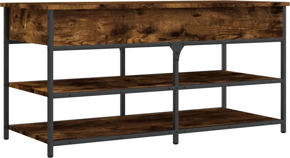 vidaXL füstös tölgy színű szerelt fa cipőtároló pad 100 x 42,5 x 50 cm