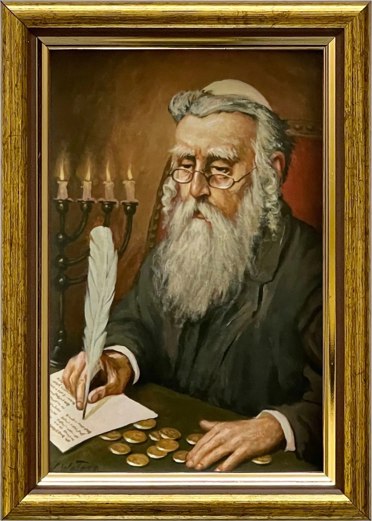 Vászonkép 18x13 Pénzszámláló Zsidó Arany Díszített Fa Keret