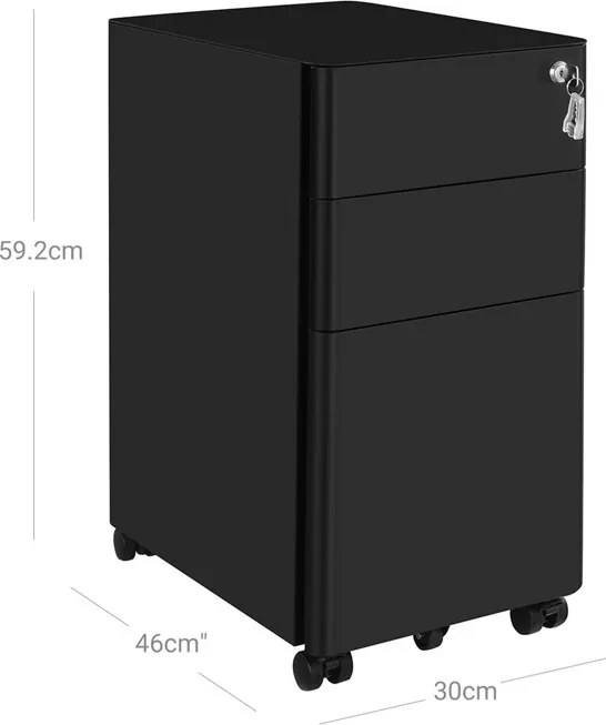 Irodai konténer 30x46x59 cm, fém, fekete, AUK-E1130 BK