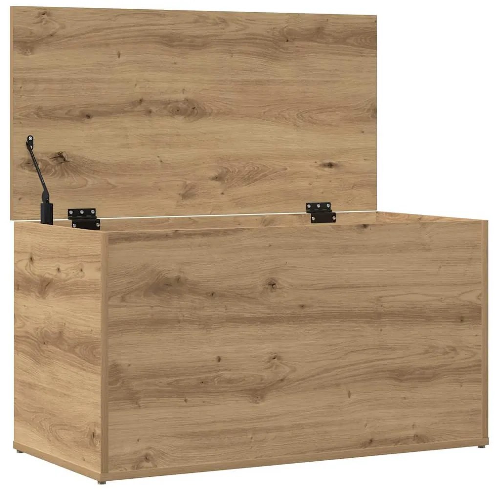 kézműves tölgy színű szerelt fa tárolóláda 84 x 42 x 46 cm