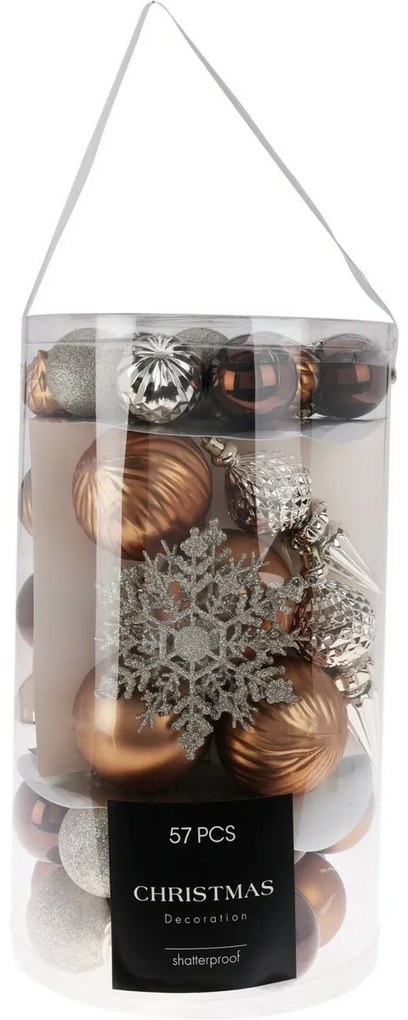 Cristal karácsonyi díszek készlete  réz/barna, 57 db