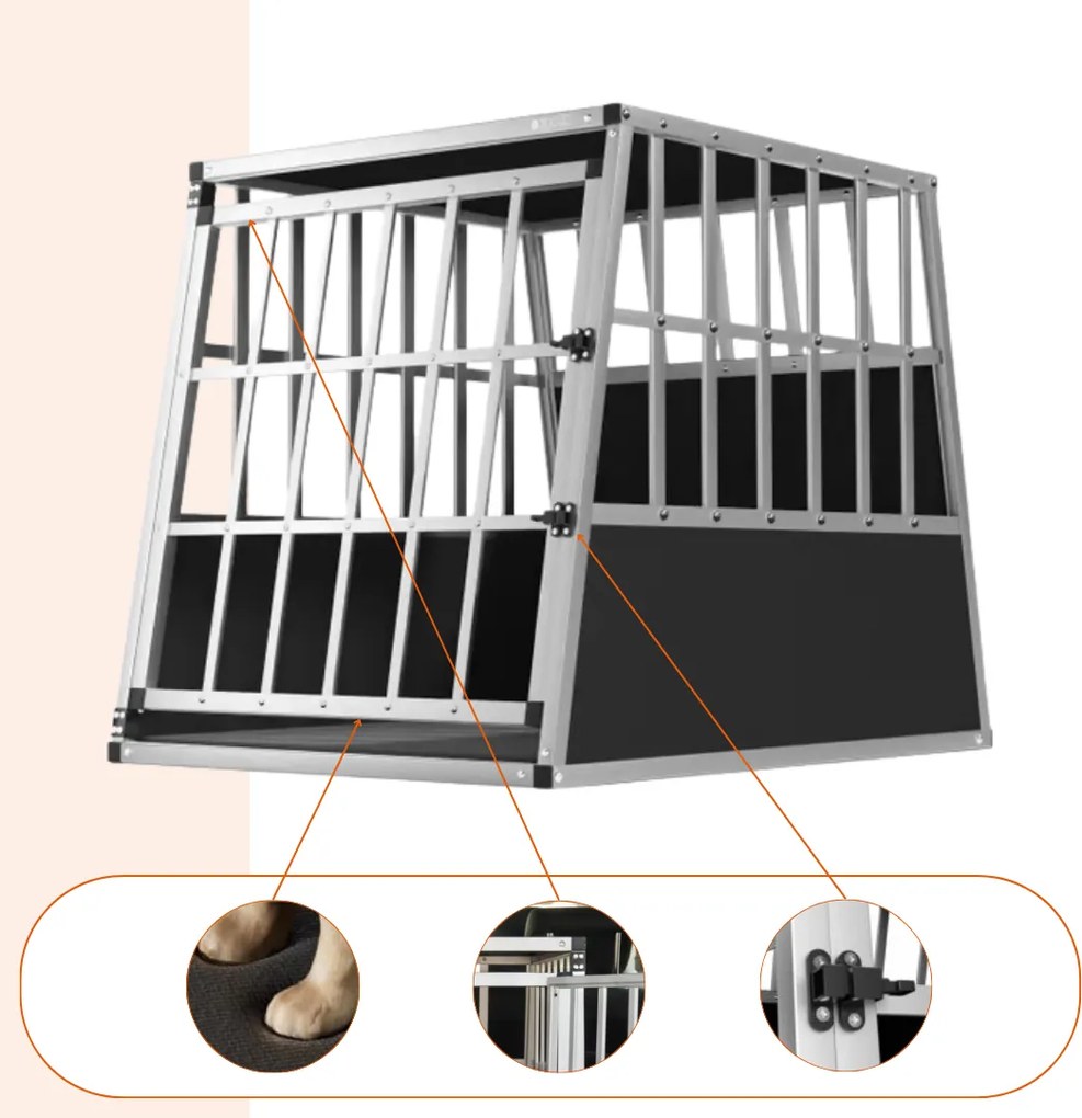 BRUNO kutyaszállító box, 66x90x72cm, ezüst/fekete Jurhan