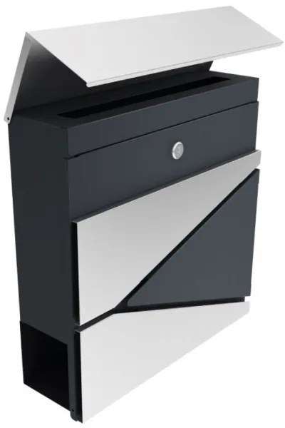 Zárható postaláda, falra, kerítésre szerelhető, ezüst postaláda