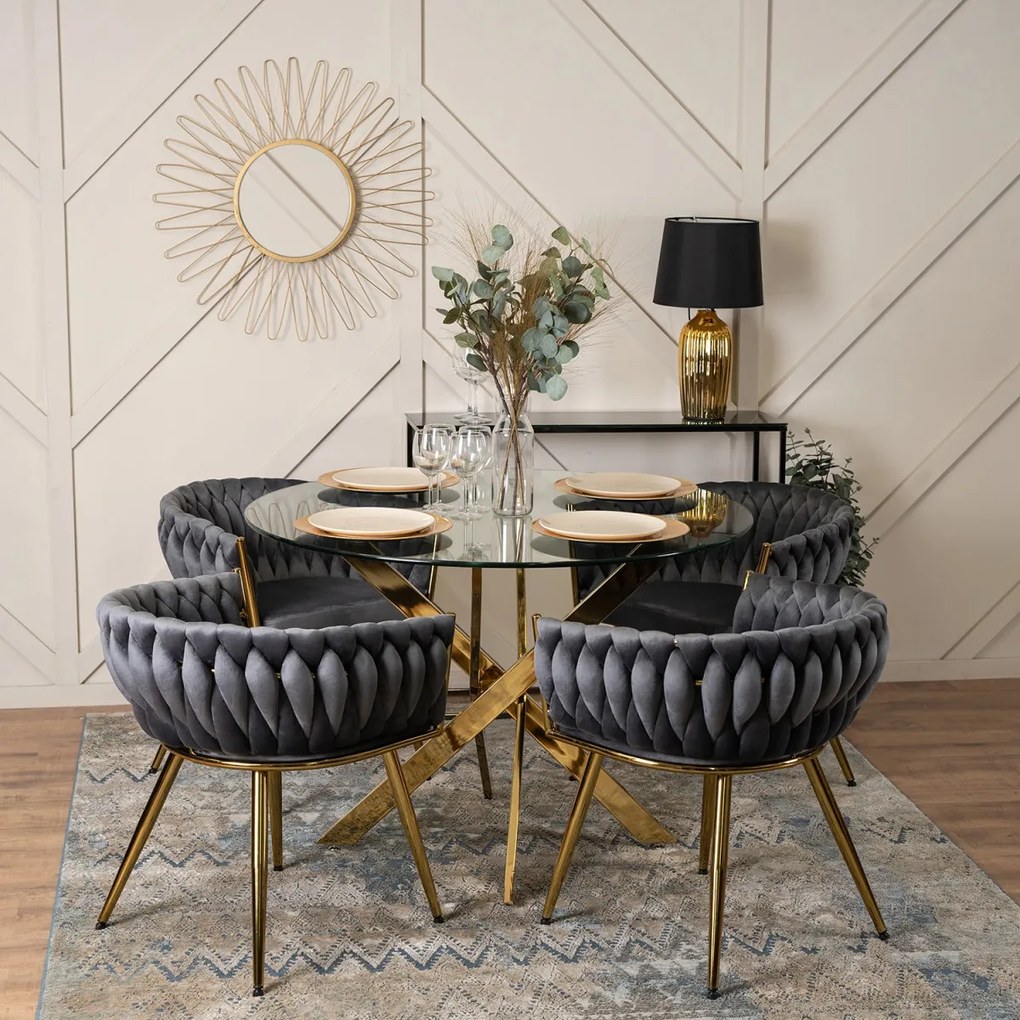 Elegáns Szürke Étkezőszék Arany Lábbal. CAPRI