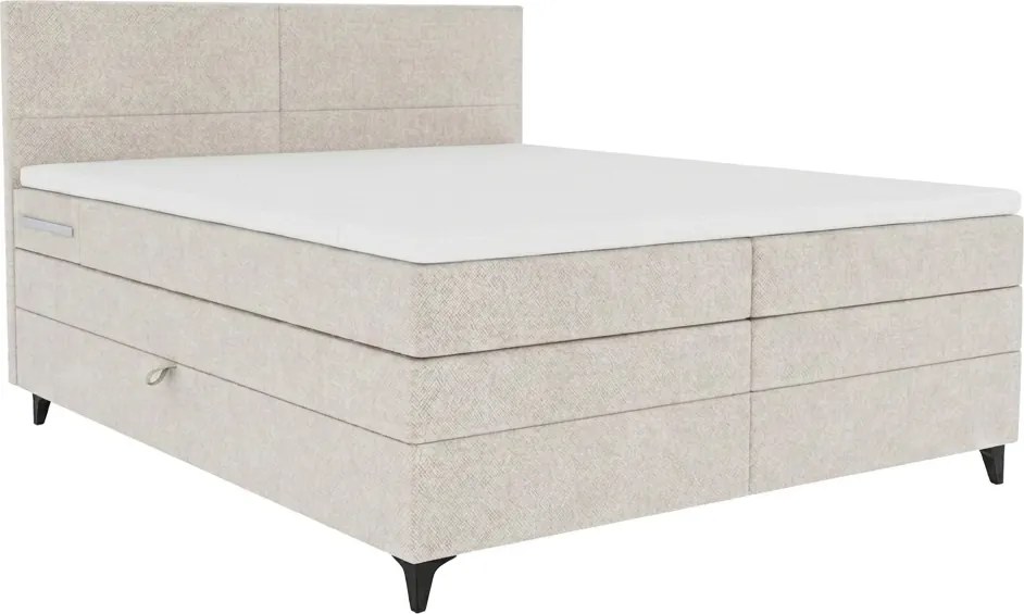 Kárpitozott BRIANA boxspring ágy 180x200 cm krém színű Matrac: Bonell rugós matrac