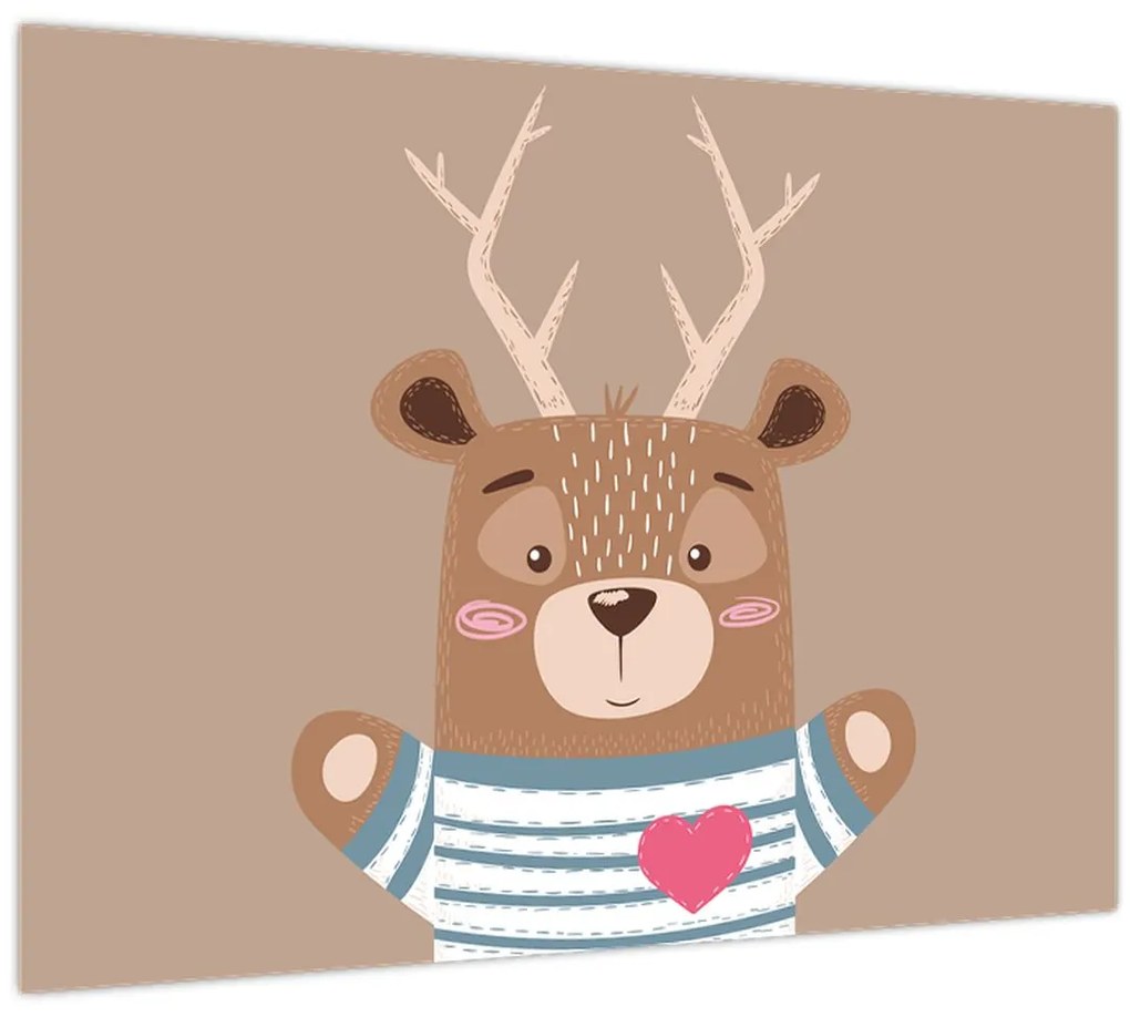 Üveg kép - Szarvas csíkos ingben (70x50 cm)