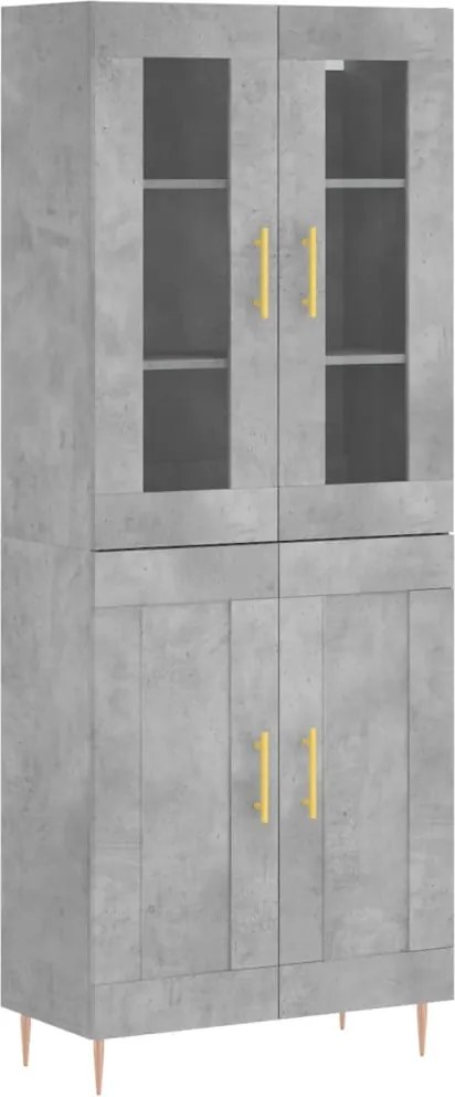 vidaXL betonszürke szerelt fa magasszekrény 69,5 x 34 x 180 cm