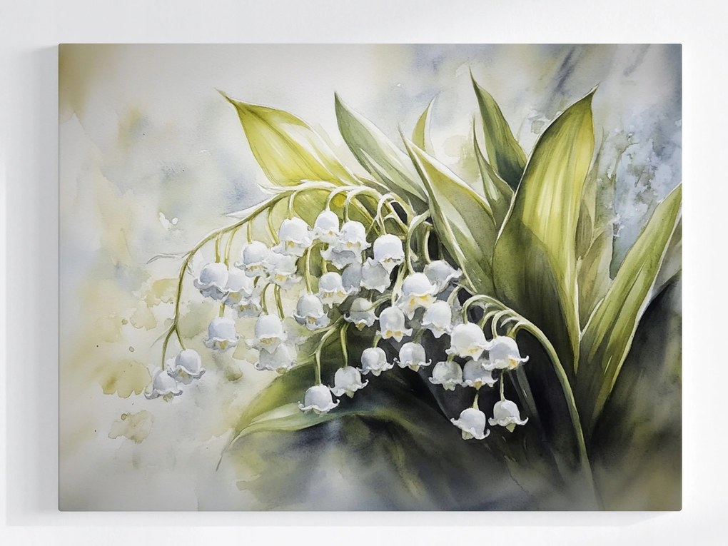 Vászonkép Canvas Akvarell Természet Virágok Gyöngyvirágok 100x75