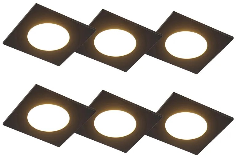 6 db-os beépített spotlámpa készlet fekete LED-del, 3 fokozatú fényerőszabályzóval, IP65 - Simply