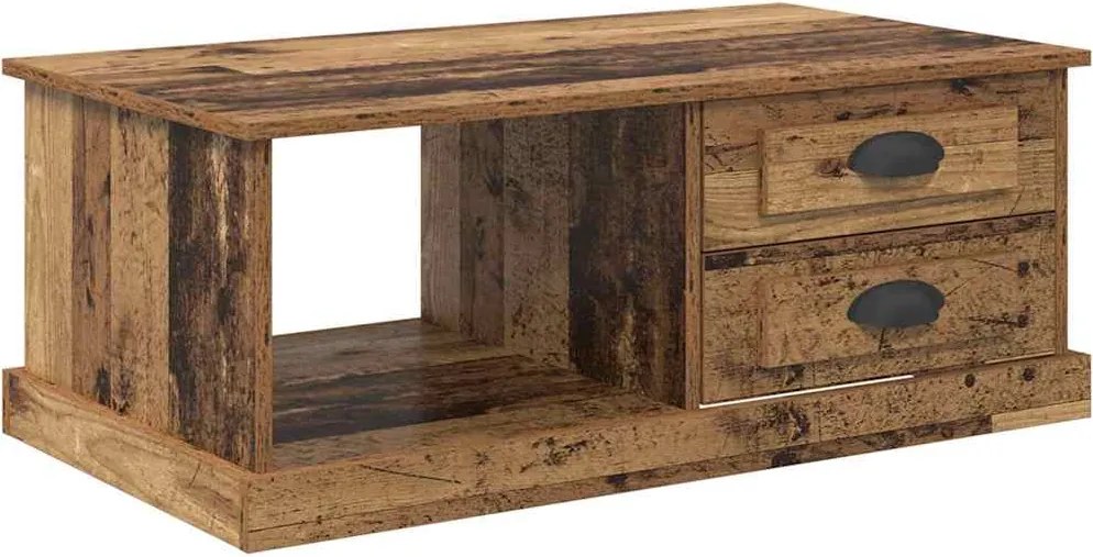 vidaXL Dohányzóasztal fiókkal Öreg fa 90 x 50 x 35 cm Faanyag