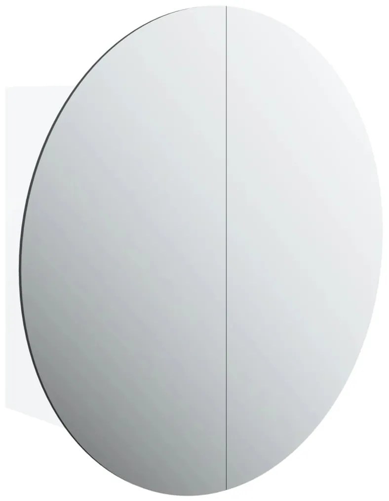fehér fürdőszobai szekrény kerek tükörrel/LED-del 47x47x17,5 cm