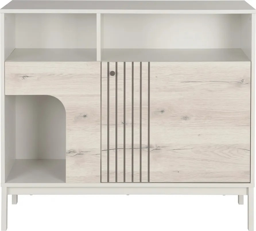 Komód FROST 100x90 cm fehér, alpesi tölgy dekorációval