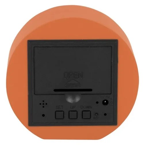 Karlsson 5981OR dizájner LED óra ébresztővel, narancssárga, átmérő 9 cm