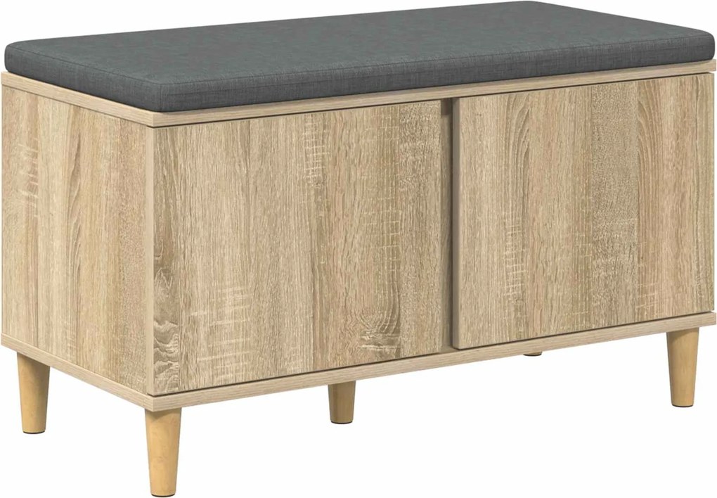 vidaXL Előtér pad Sonoma tölgy 80 x 38 x 46 cm Műanyag Fa és Szövet